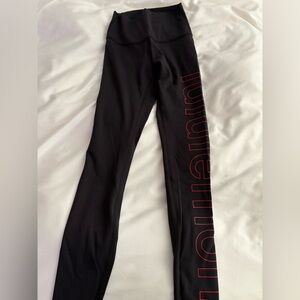 Lululemon Athletica Black Wunder Under Lunar New Year Edition Leggings Red Logo